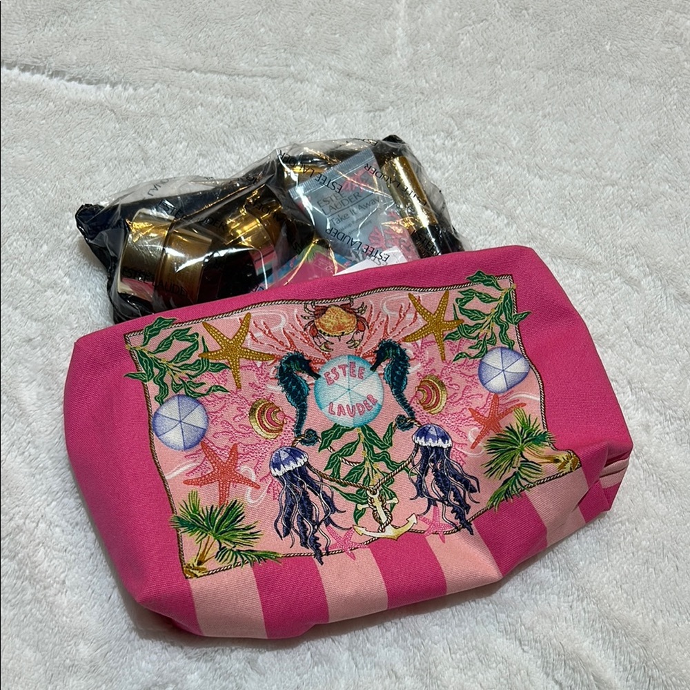 NWT Estée Lauder Pink Tropical Cosmetic Bag
